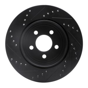 Chrysler 300 Brake Rotor (1) - Rear Right - R1 Concepts - Drilled & Slotted - Black - `05-`23